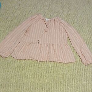 Womens Time and Tru Light Pink Striped Top L